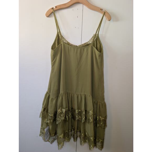 ASOS Cami Tiered Ruffle Mini Olive Dress Size 8 - Picture 4 of 16